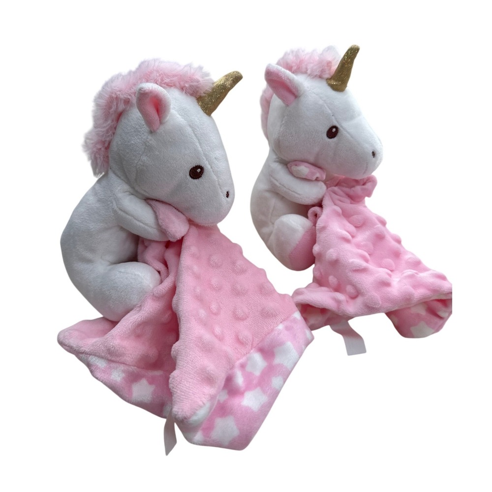 Walgreens Unicorn Plush Lovey Security Blanket Stuffed Animal Pink White Star